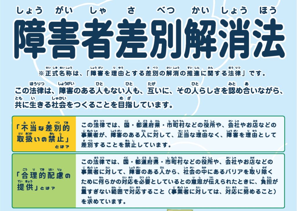 障害者差別解消法が改正され、合理的配慮が法的義務となります